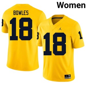 Maize U-M #18 High School College Football Women's Troy Bowles Jerseys 268175-207