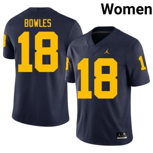 Navy Womens #18 College Football University of Michigan Troy Bowles NCAA Jersey 365483-384