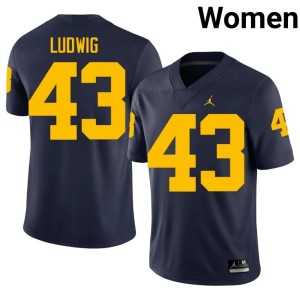 Navy NCAA Zach Ludwig College Football Women's Michigan #43 Jersey 220921-146
