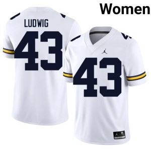 White Women's #43 2026 University of Michigan Wolverines Zach Ludwig College Football Jerseys 433850-561