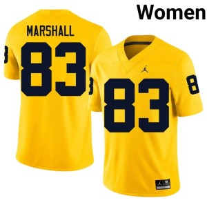 Maize Women UMich Embroidery College Football #83 Zack Marshall Jerseys 235916-645