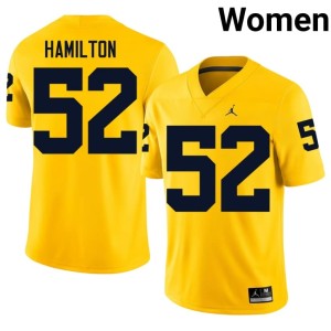 Maize Ace Hamilton Replica #52 University of Michigan Wolverines College Football Womens Jersey 863117-786