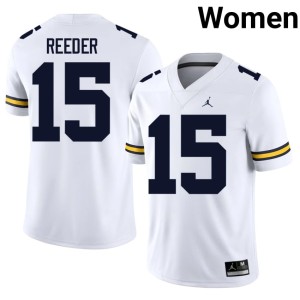 White Stitched College Football UMich #15 Women's Aden Reeder Jerseys 243800-867