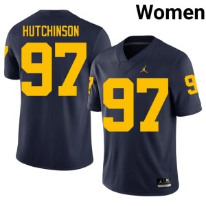 Navy Alumni #97 College Football Aidan Hutchinson University of Michigan Wolverines Women Jerseys 795693-893