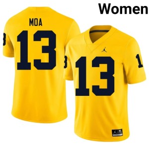 Maize University College Football Aisea Moa #13 Michigan Women Jerseys 611801-482