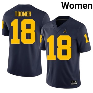 Navy University #18 Amani Toomer University of Michigan Wolverines College Football Womens Jersey 786152-565