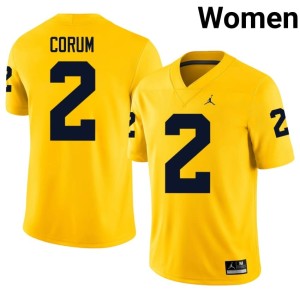 Maize Blake Corum Womens College Football #2 Michigan Limited Jersey 246343-244