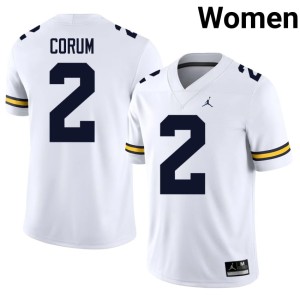White Womens Blake Corum University of Michigan #2 College Football Alumni Jerseys 409345-620