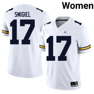 White Replica Brady Smigiel U of M #17 College Football Womens Jerseys 106041-874