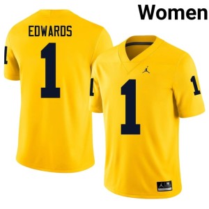 Maize Game Braylon Edwards Michigan Wolverines #1 Womens College Football Jerseys 981323-662