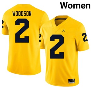 Maize Women College Football Charles Woodson University of Michigan Wolverines Embroidery #2 Jerseys 448494-892