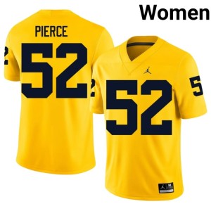 Maize Stitched Womens U-M College Football Christian Pierce #52 Jerseys 537147-853