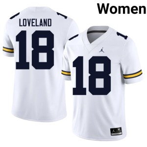 White Women's Player Colston Loveland MICH #18 College Football Jerseys 903096-169