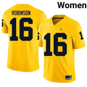 Maize Alumni #16 Womens Denard Robinson College Football U of M Jerseys 582202-490
