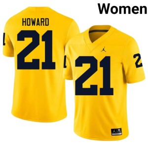 Maize College Football Michigan Women's Desmond Howard #21 Game Jersey 692229-560