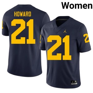 Navy High School Wolverines #21 Women Desmond Howard College Football Jerseys 331730-490