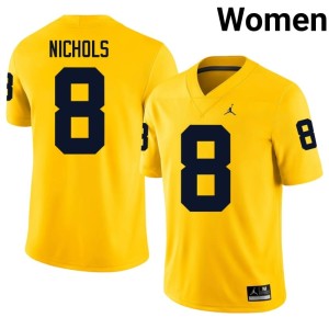 Maize Women's College Football 2026-27 Dominic Nichols #8 University of Michigan Wolverines Jerseys 603884-591