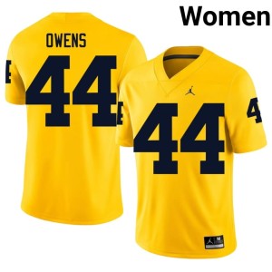 Maize #44 Eli Owens Women College Football University of Michigan Embroidery Jerseys 451524-343