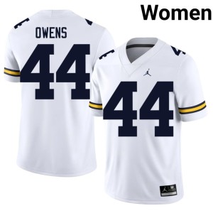 White U-M Alumni College Football Eli Owens #44 Women's Jerseys 536153-616