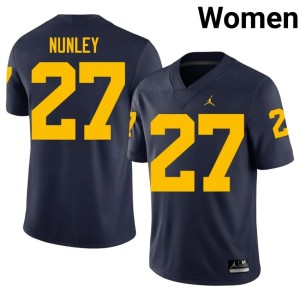 Navy #27 College Football MICH Embroidery Women Ernest Nunley Jersey 804719-567