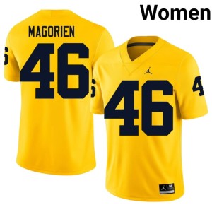 Maize #46 Women College Football U of M Gavin Magorien Alumni Jerseys 794405-214