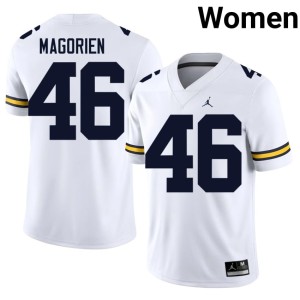 White #46 Official University of Michigan Women Gavin Magorien College Football Jersey 434423-462