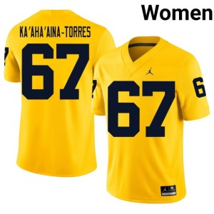 Maize Women's Michigan #67 2026-27 Houston Ka'aha'aina-Torres College Football Jersey 939273-414