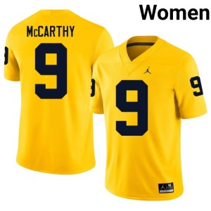 Maize J.J. McCarthy #9 Women's College Football Player UMich Jersey 589032-373