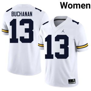 White Michigan Women College Football #13 JJ Buchanan High School Jersey 581147-669
