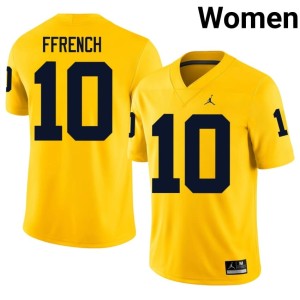 Maize Womens Jaime Ffrench College Football #10 NCAA Wolverines Jerseys 318472-561