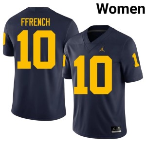 Navy Womens Player #10 College Football Jaime Ffrench U of M Jersey 297326-516