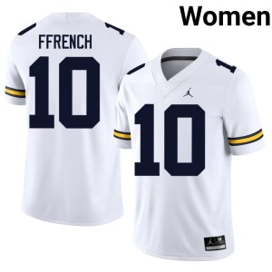 White NCAA Jaime Ffrench College Football #10 Women Michigan Jersey 514546-770