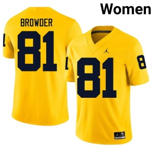 Maize University Jamar Browder Michigan Wolverines #81 Womens College Football Jersey 143330-555