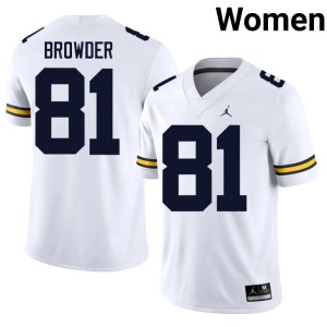 White Michigan Jamar Browder Official #81 Womens College Football Jersey 973030-178