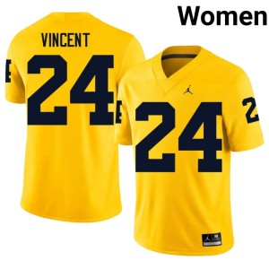 Maize #24 Jamarion Vincent Womens College Football University of Michigan Wolverines Replica Jersey 848084-832