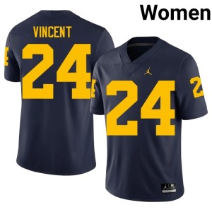 Navy #24 College Football Women Jamarion Vincent Michigan Wolverines Game Jerseys 585606-545