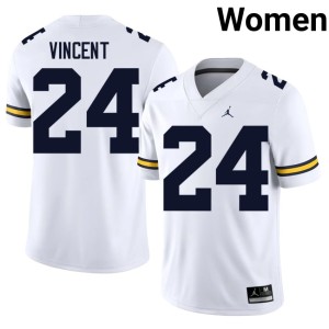White Michigan #24 College Football Jamarion Vincent High School Women's Jerseys 484992-828