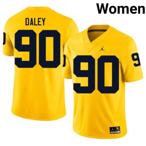Maize #90 College Football John Henry Daley UMich Limited Women Jersey 896370-736