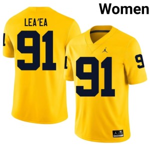 Maize Game College Football Michigan Jonah Lea'ea Womens #91 Jersey 228633-131