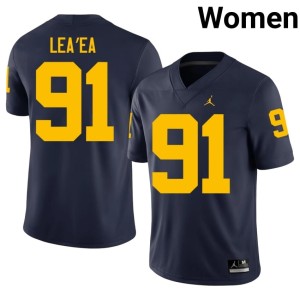Navy #91 Jonah Lea'ea Replica U-M Women's College Football Jersey 692713-104