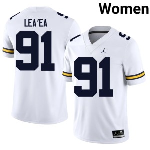 White High School College Football U of M Jonah Lea'ea Women #91 Jersey 309520-108
