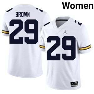 White College Football Womens Michigan Stitched #29 Jonathan Brown Jersey 286828-549