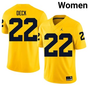 Maize #22 2026-27 Womens College Football Wolverines Jordan Deck Jersey 930477-535