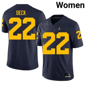 Navy 2026 Women's Jordan Deck #22 College Football Michigan Wolverines Jersey 136920-676