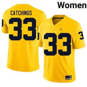 Maize Women Kaden Catchings #33 College Football Michigan Wolverines Game Jersey 983978-745