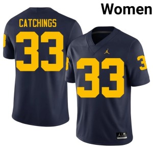 Navy University of Michigan Wolverines Kaden Catchings College Football Women #33 Player Jerseys 420359-520