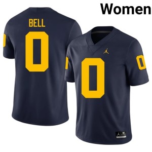 Navy Player College Football Kendrick Bell Womens Michigan #0 Jersey 939875-190
