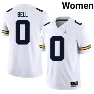 White U-M Womens Embroidery Kendrick Bell #0 College Football Jerseys 814161-451
