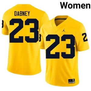 Maize College Football Michigan Wolverines Womens Markel Dabney Official #23 Jersey 934779-333