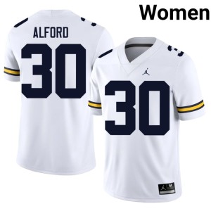 White College Football Women's Stitched Max Alford #30 UMich Jerseys 919254-162